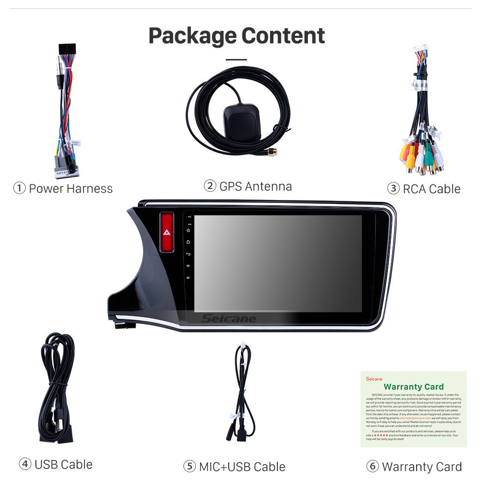 Seicane 10,1 Zoll Android 9.0 2014-2017 HONDA CITY LHD HD Touchscreen Radio GPS-Navigationssystem Bluetooth USB WIFI Spiegel Link Lenkradsteuerung Seicane 10,1 Zoll Android 9.0 2014-2017 HONDA CITY LHD HD Touchscreen Radio GPS-Navigationssystem Bluetooth USB WIFI Spiegel Link Lenkradsteuerung