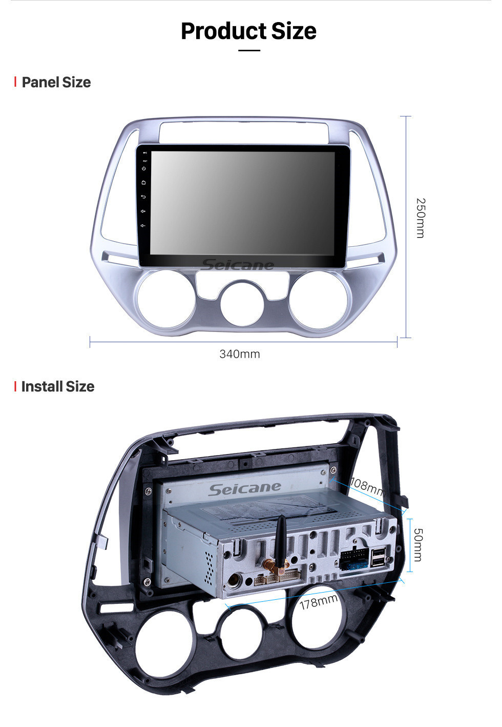 Seicane Radio Android 11.0 de 9 pulgadas para 2012-2014 Hyundai I20 Manual A / C Bluetooth Wifi HD Pantalla táctil Navegación GPS Soporte de cámara AUX.