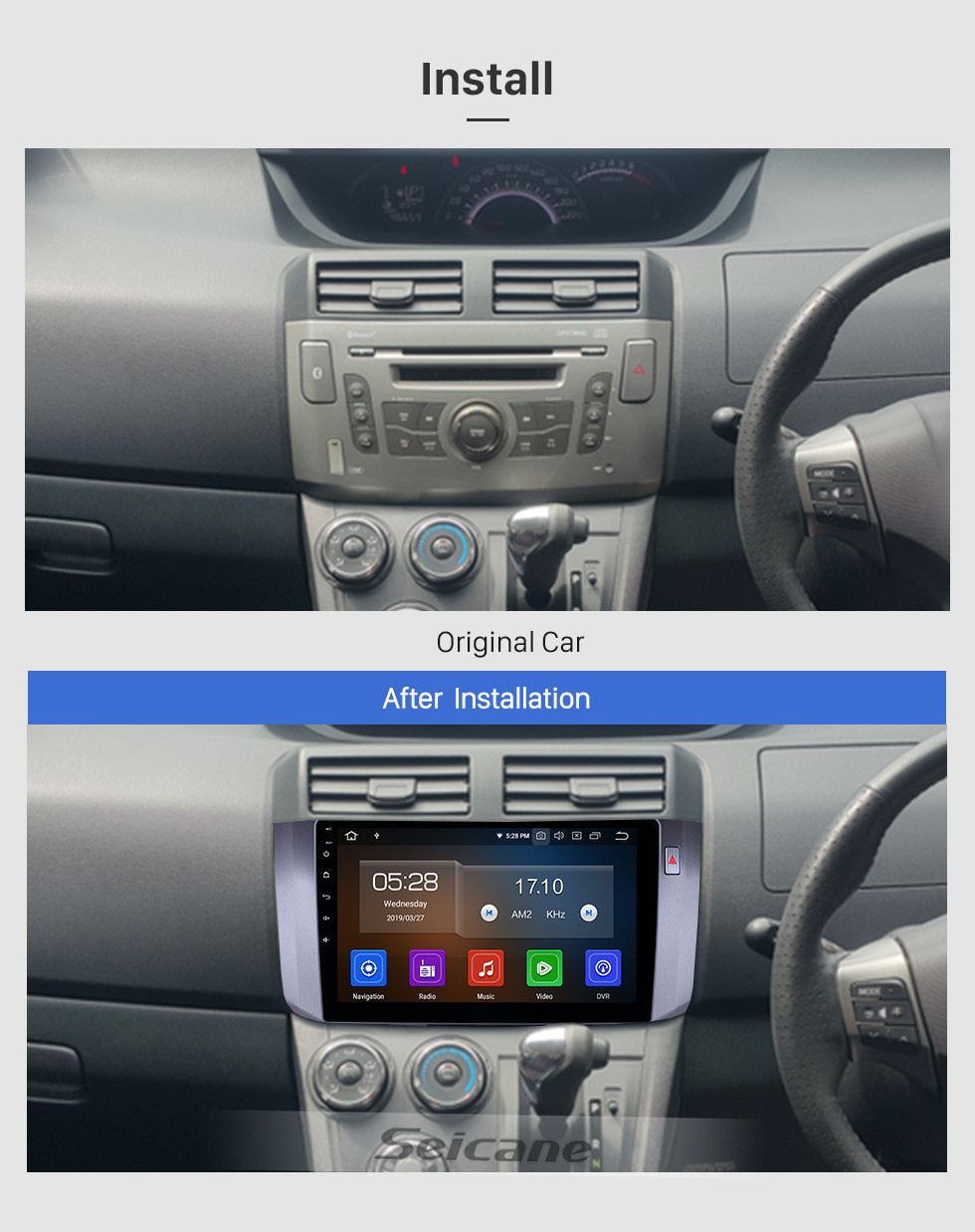 Seicane 10.1 pulgadas Android 11.0 Radio para 2010-2017 Toyota ALZA Bluetooth Wifi Pantalla táctil AUX Navegación por GPS Compatible con Carplay USB DVR TV digital TPMS