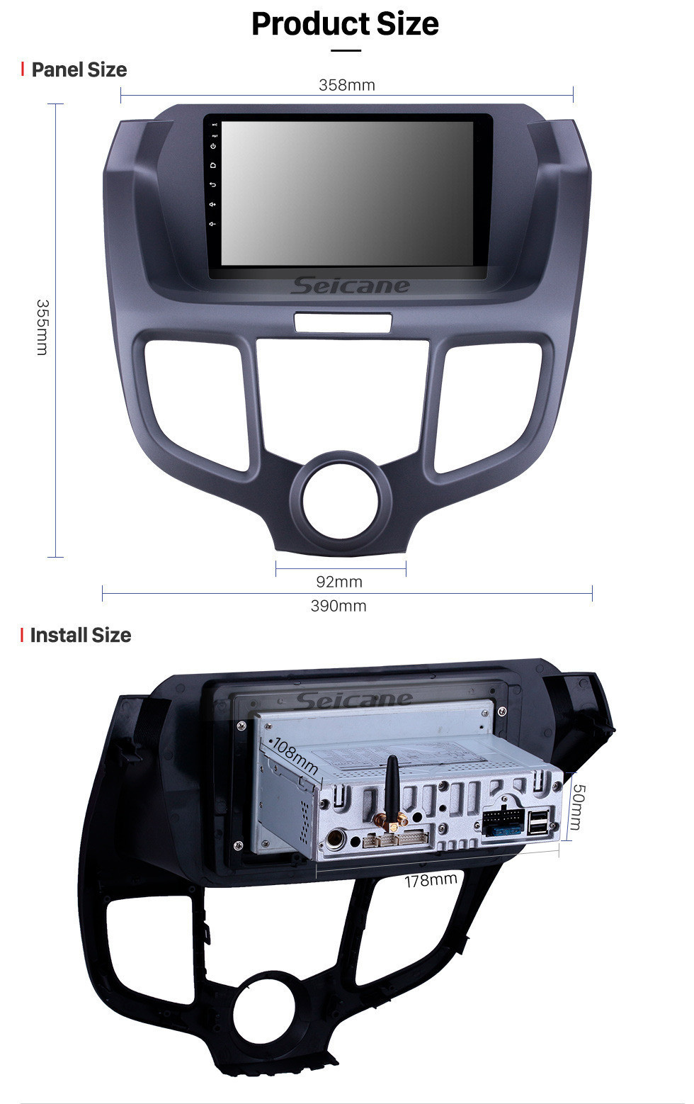 Seicane 9 pulgadas 2004-2008 Honda Odyssey Android 11.0 Navegación GPS Radio Bluetooth HD Pantalla táctil AUX USB Carplay compatible Mirror Link