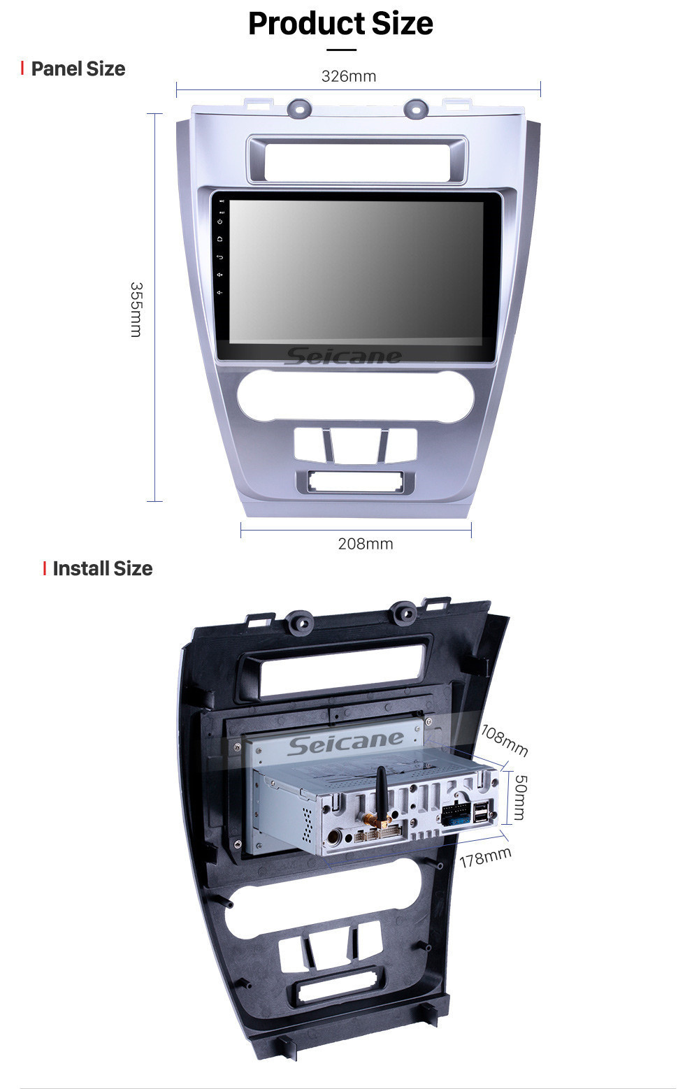 Seicane 10.1 pulgadas 2009-2012 Ford Mondeo / Fusion Android 11.0 Navegación GPS Radio Bluetooth HD Pantalla táctil AUX USB Música Carplay compatible con 1080P Video Mirror Link