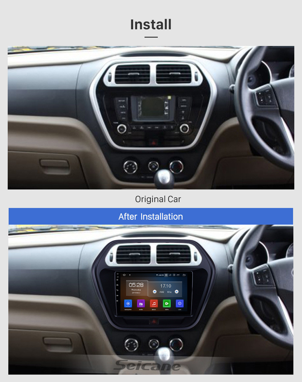Seicane Pantalla táctil HD 2015 Mahindra TUV300 Android 11.0 9 pulgadas Navegación GPS Radio Bluetooth USB Carplay WIFI AUX ayuda DAB + Control del volante