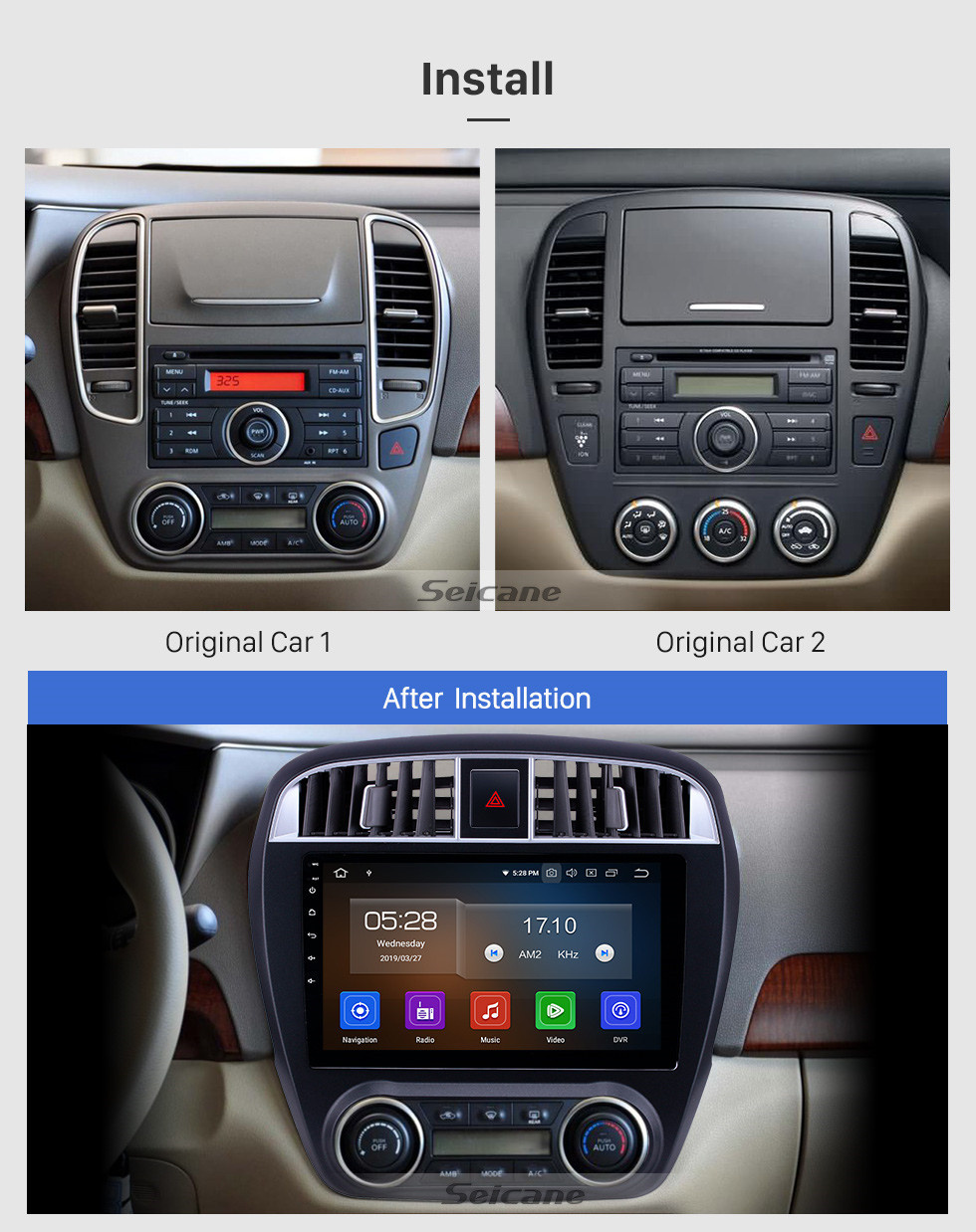 Seicane 2009 Nissan Sylphy Android 11.0 10.1-дюймовый GPS-навигация Радио Bluetooth AUX HD Сенсорный экран USB Поддержка Carplay TPMS DVR Цифровое ТВ Резервная камера