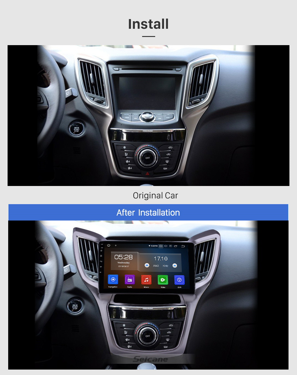 Seicane 10.1 pulgadas 2013-2016 Changan CS75 Android 11.0 Navegación GPS Radio Bluetooth HD Pantalla táctil AUX USB WIFI Carplay soporte OBD2 1080P Video