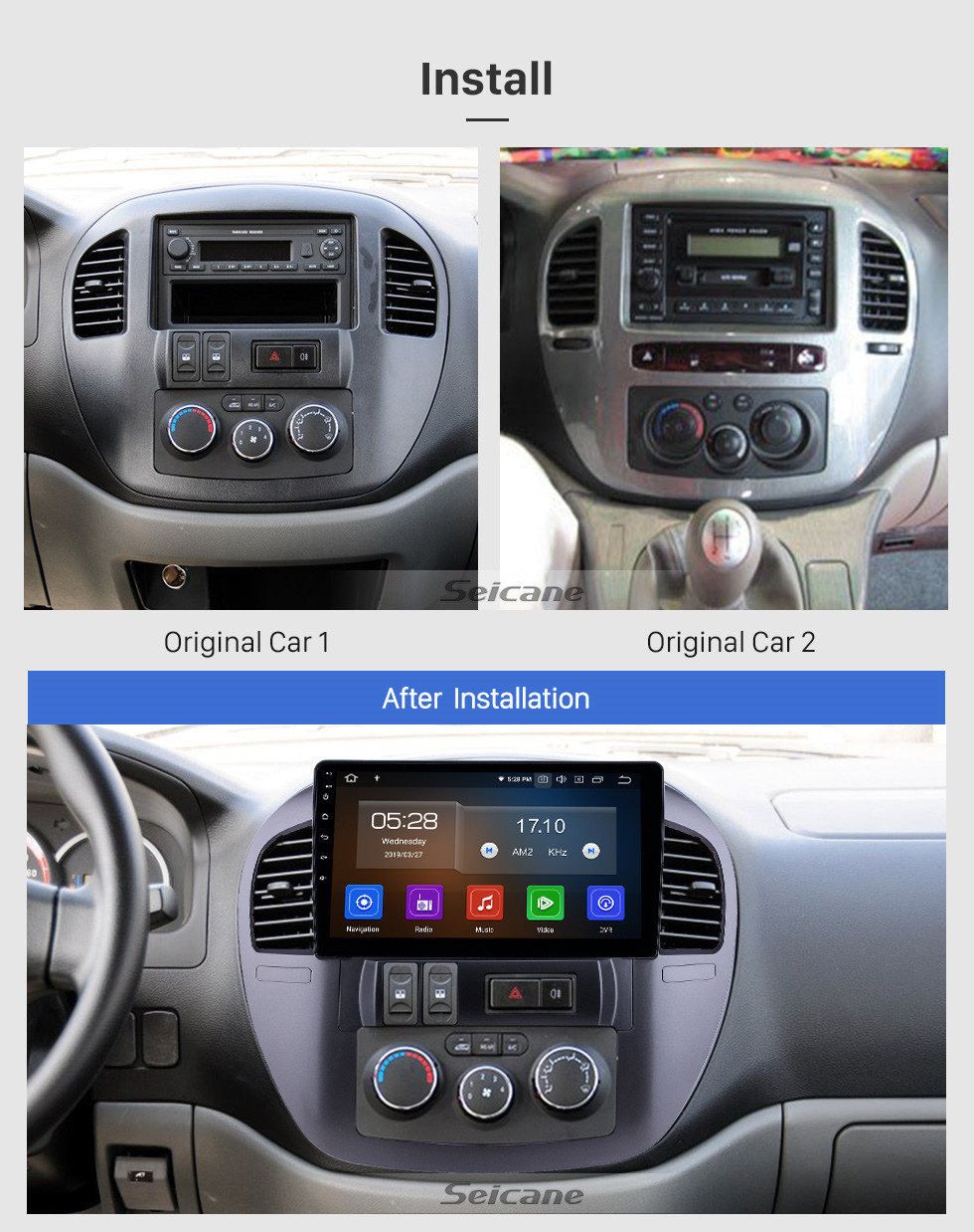 Seicane 10,1 pouces 2008-2014 Fxauto LZLingzhi Android 11.0 Navigation Radio Radio Bluetooth Écran tactile Bluetooth Prise en charge de la prise en charge OBD2 DAB + 1080P Vidéo
