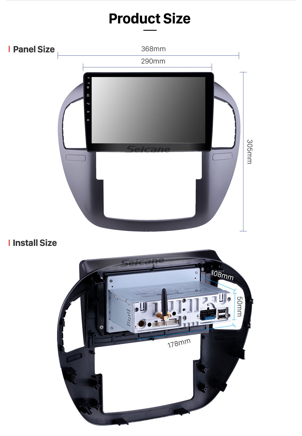 Seicane 10,1 pouces 2008-2014 Fxauto LZLingzhi Android 11.0 Navigation Radio Radio Bluetooth Écran tactile Bluetooth Prise en charge de la prise en charge OBD2 DAB + 1080P Vidéo