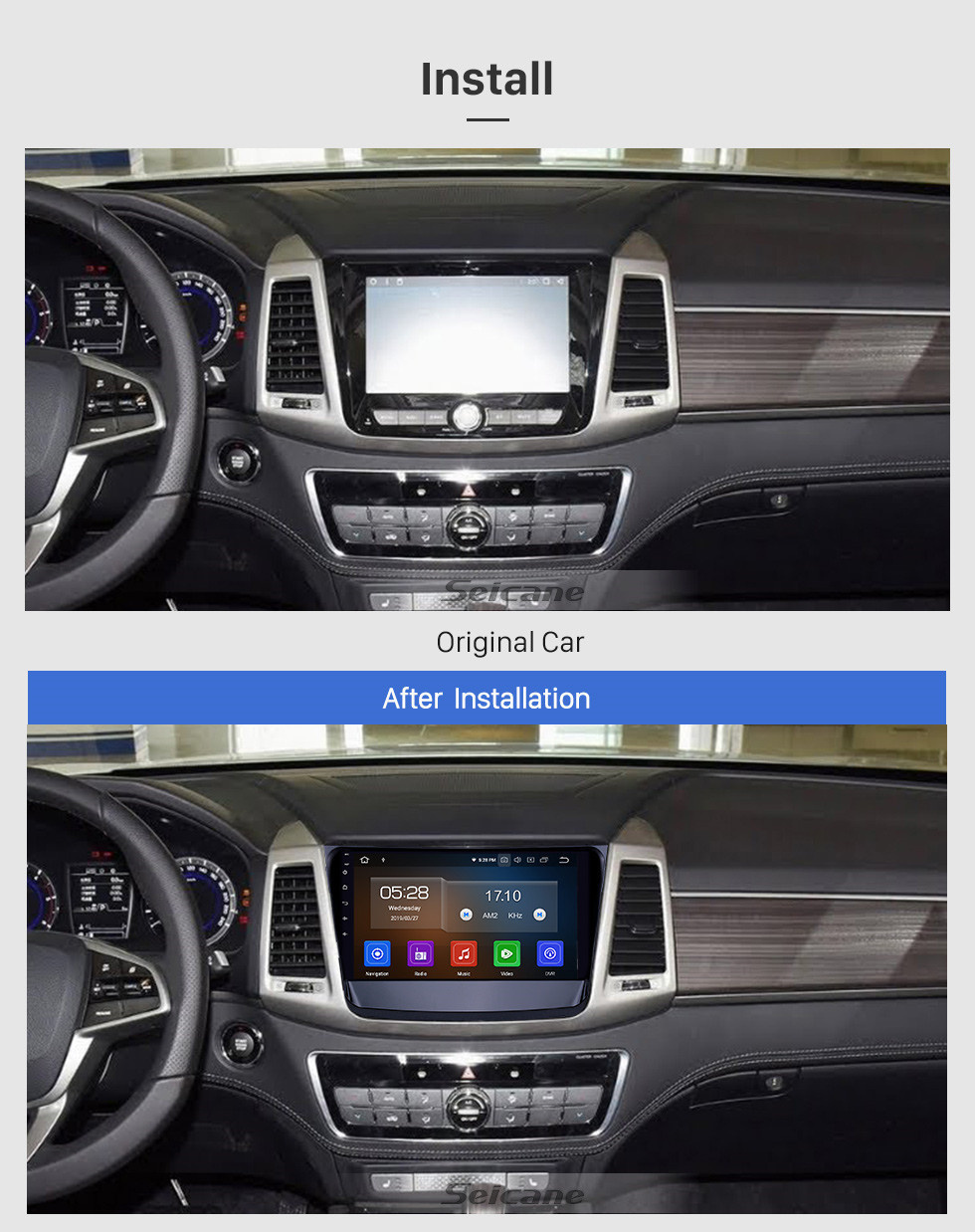 Seicane 10,1 Zoll Android 11.0 Radio für 2019 Ssang Yong Rexton Bluetooth HD Touchscreen GPS-Navigation Carplay USB-Unterstützung TPMS Backup-Kamera DAB +