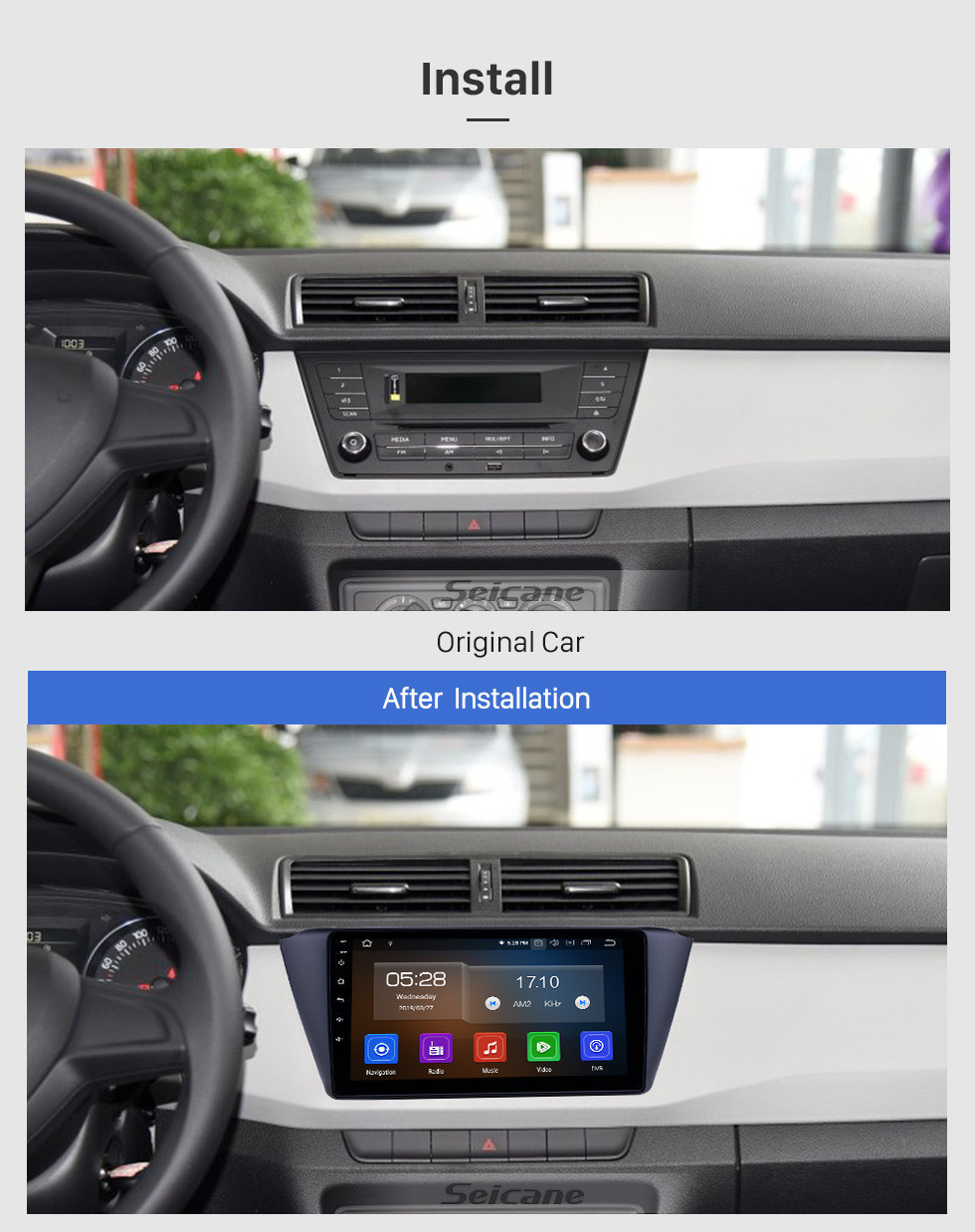 Seicane Radio Android 11.0 de 9 pulgadas para 2015-2018 Skoda Nueva Fabia Bluetooth HD Pantalla táctil Navegación GPS Soporte de Carplay USB TPMS DAB + DVR