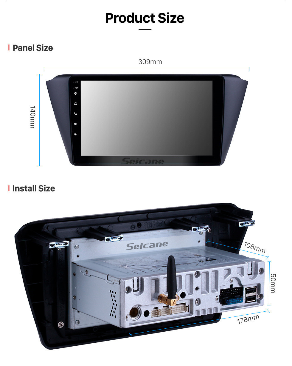 Seicane 9 inch Android 11.0 Radio for 2015-2018 Skoda New Fabia Bluetooth HD Touchscreen GPS Navigation Carplay USB support TPMS DAB+ DVR