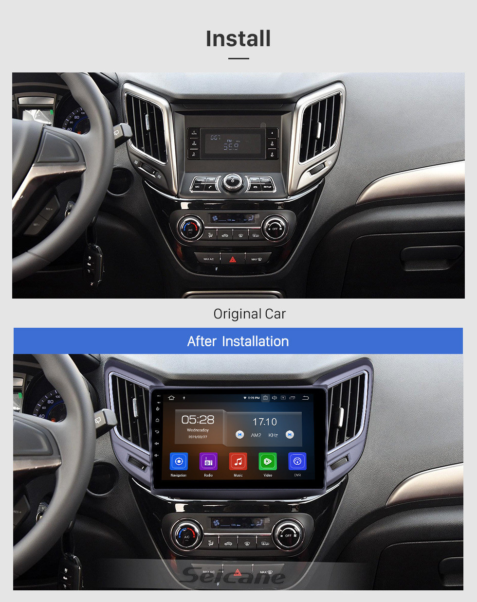 Seicane OEM 9 pulgadas Android 11.0 Radio para 2016-2019 Changan CS15 Bluetooth Wifi HD con pantalla táctil Navegación GPS soporte Carplay DAB + cámara trasera