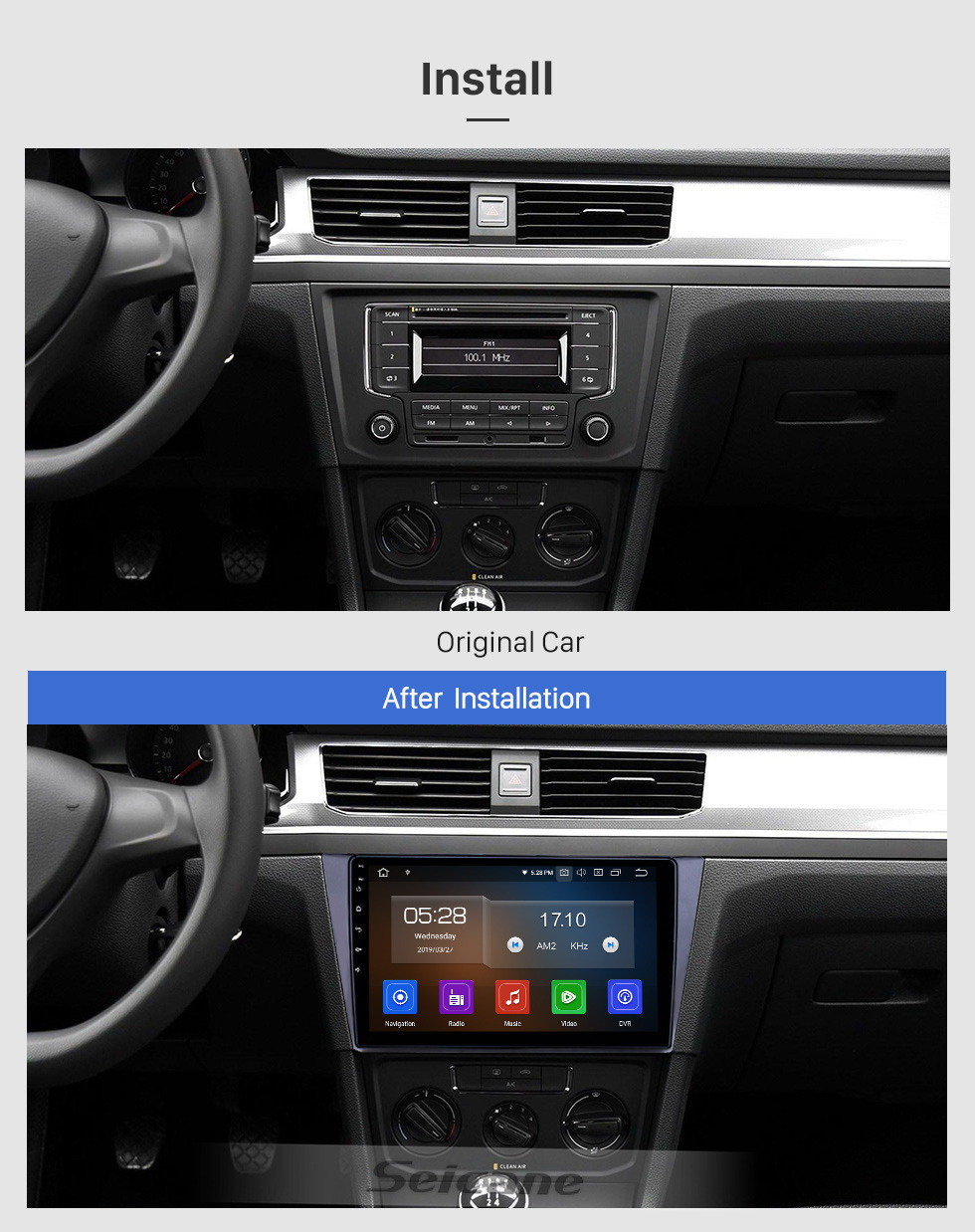 Seicane 10.1 pulgadas 2016-2018 VW Volkswagen Bora Android 11.0 Navegación GPS Radio Bluetooth HD Pantalla táctil AUX USB Carplay soporte Enlace espejo