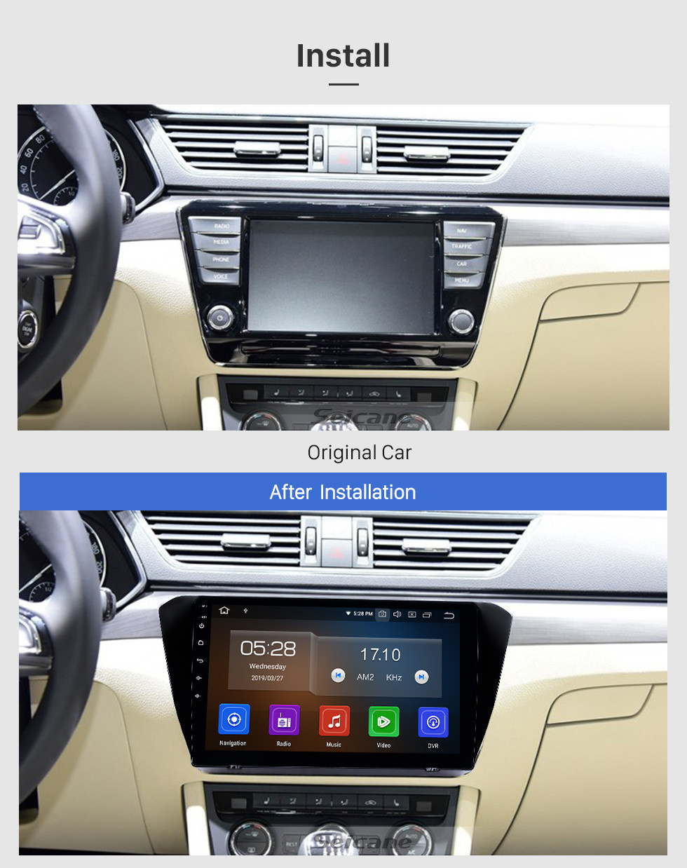 Seicane 10,1-дюймовый Android 11.0 Radio для 2015-2018 Skoda Superb Bluetooth HD с сенсорным экраном GPS-навигация Carplay Поддержка USB OBD2 Резервная камера