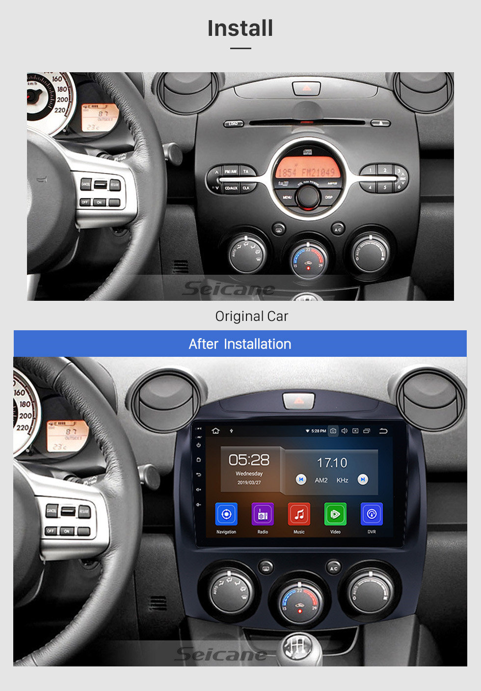 Seicane 9 pulgadas de pantalla táctil HD sistema de navegación GPS Android 9.0 Radio para 2007-2014 Mazda 2 Soporte Vedio Carplay Control remoto Bluetooth 4G WIFI Reproductor de DVD Seicane 9 pulgadas de pantalla táctil HD sistema de navegación GPS Android 9.0 Radio para 2007-2014 Mazda 2 Soporte Vedio Carplay Control remoto Bluetooth 4G WIFI Reproductor de DVD