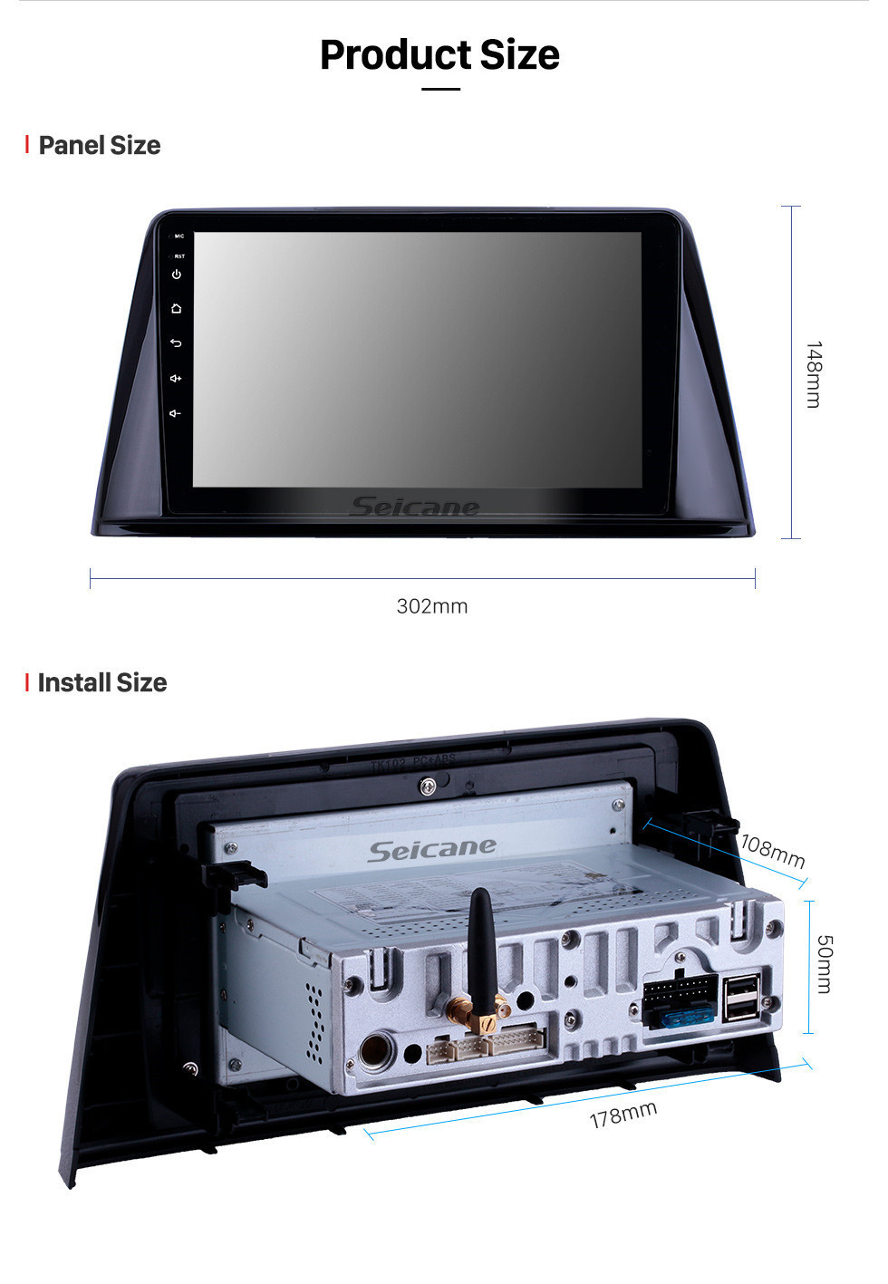 Seicane Android 11.0 9 pouces Autoradio de navigation GPS pour 2016-2018 Peugeot 308 avec HD écran tactile Carplay Bluetooth Réseau sans fil Soutien TPMS OBD2