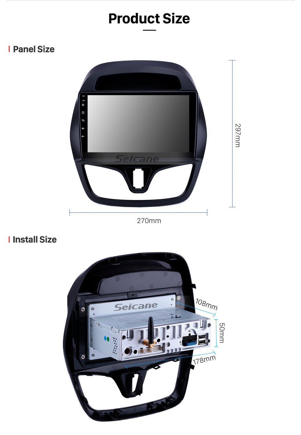 Seicane 2015-2018 Chevrolet Spark Beat Daewoo Martiz Android 11.0 9 pulgadas Navegación GPS Radio Bluetooth Pantalla táctil Compatible con Carplay TPMS 1080P