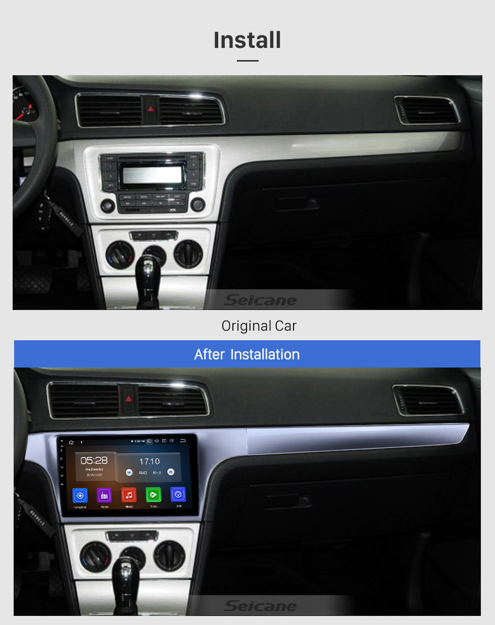 Seicane 10.1 pulgadas 2012-2015 VW Volkswagen Lavida Android 11.0 Navegación GPS Radio Bluetooth HD Pantalla táctil AUX Carplay support Enlace espejo