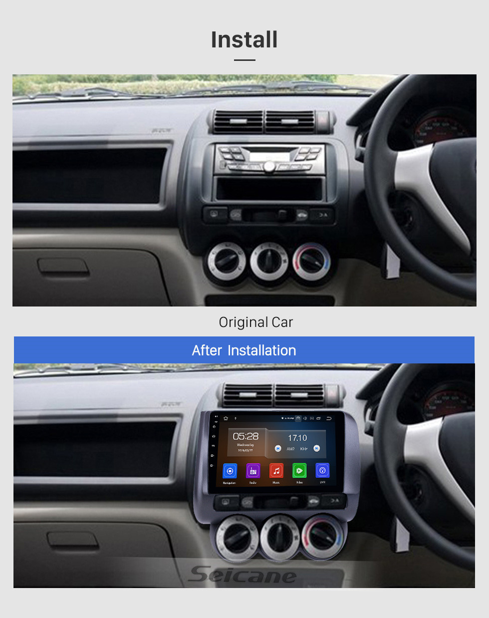 Seicane 2002-2008 Honda Jazz Manual AC Android 11.0 9 polegada Navegação GPS Rádio Bluetooth HD Touchscreen Carplay suporte TV Digital Seicane 2002-2008 Honda Jazz Manual AC Android 11.0 9 polegada Navegação GPS Rádio Bluetooth HD Touchscreen Carplay suporte TV Digital