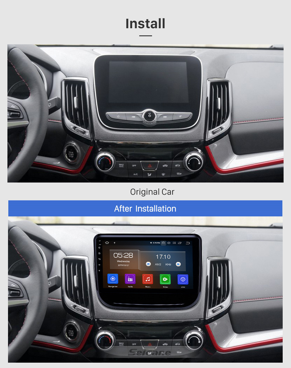 Seicane 10,1-дюймовый Android 11.0 Radio для 2017-2018 Changan CS55 Bluetooth HD с сенсорным экраном GPS-навигация Поддержка Carplay Резервная камера
