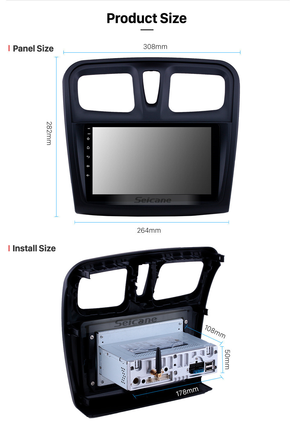 Seicane HD Touchscreen 2012-2017 Renault Sandero Android 11.0 9 Zoll GPS Navigationsradio Bluetooth Carplay Unterstützung DAB + OBD2