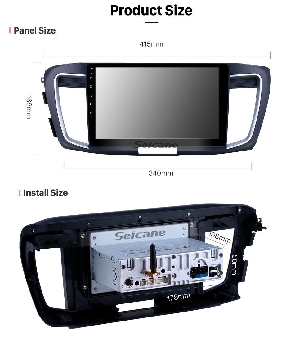 Seicane Radio Android 11.0 de 10.1 pulgadas para 2013 Honda Accord 9 Alta versión Bluetooth Pantalla táctil Navegación GPS Carplay Soporte USB OBD2 SWC