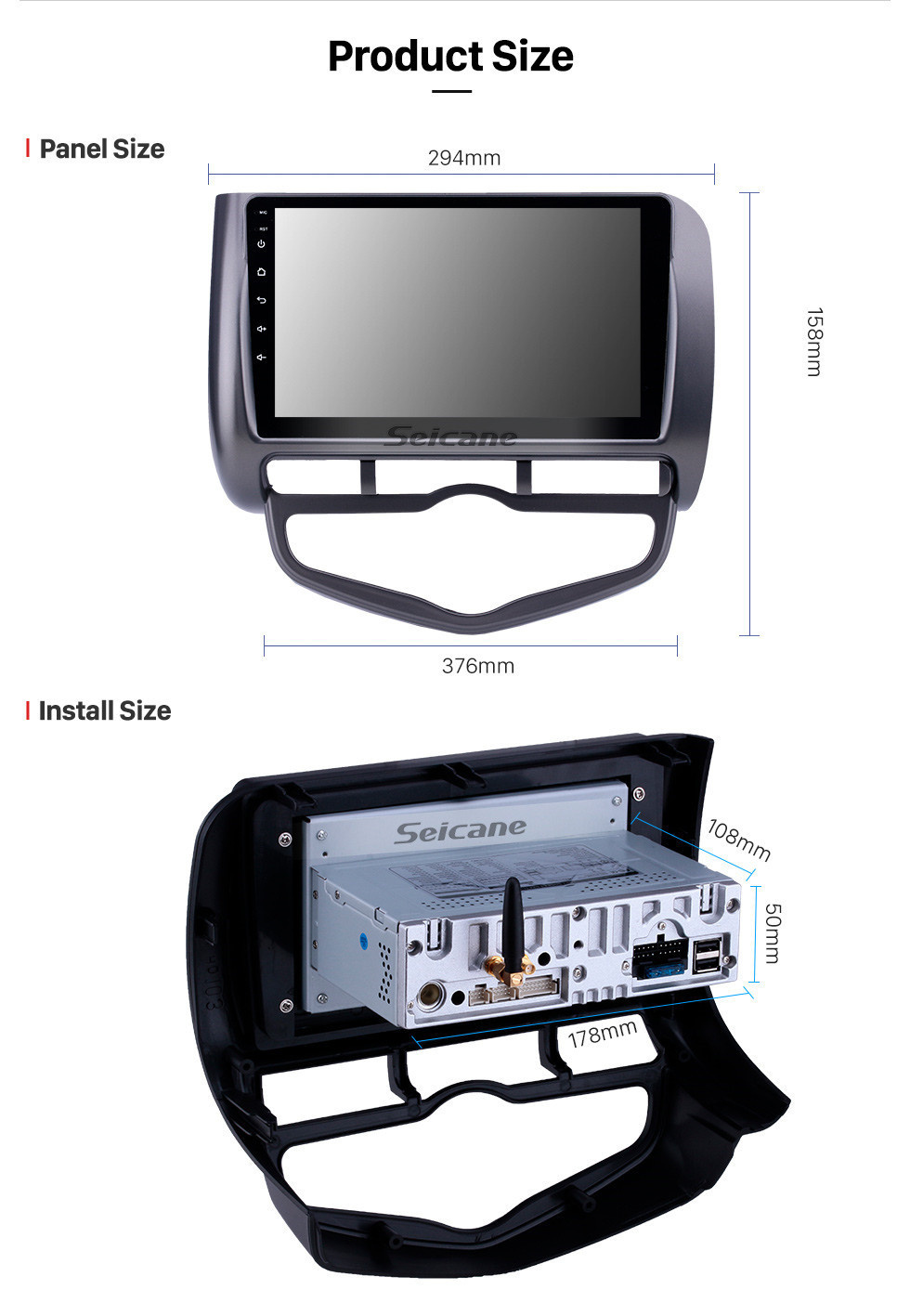 Seicane Pantalla táctil HD 2006 Honda Jazz City Auto AC RHD Android 11.0 9 pulgadas Navegación GPS Radio Bluetooth Carplay compatible con DAB + OBD2