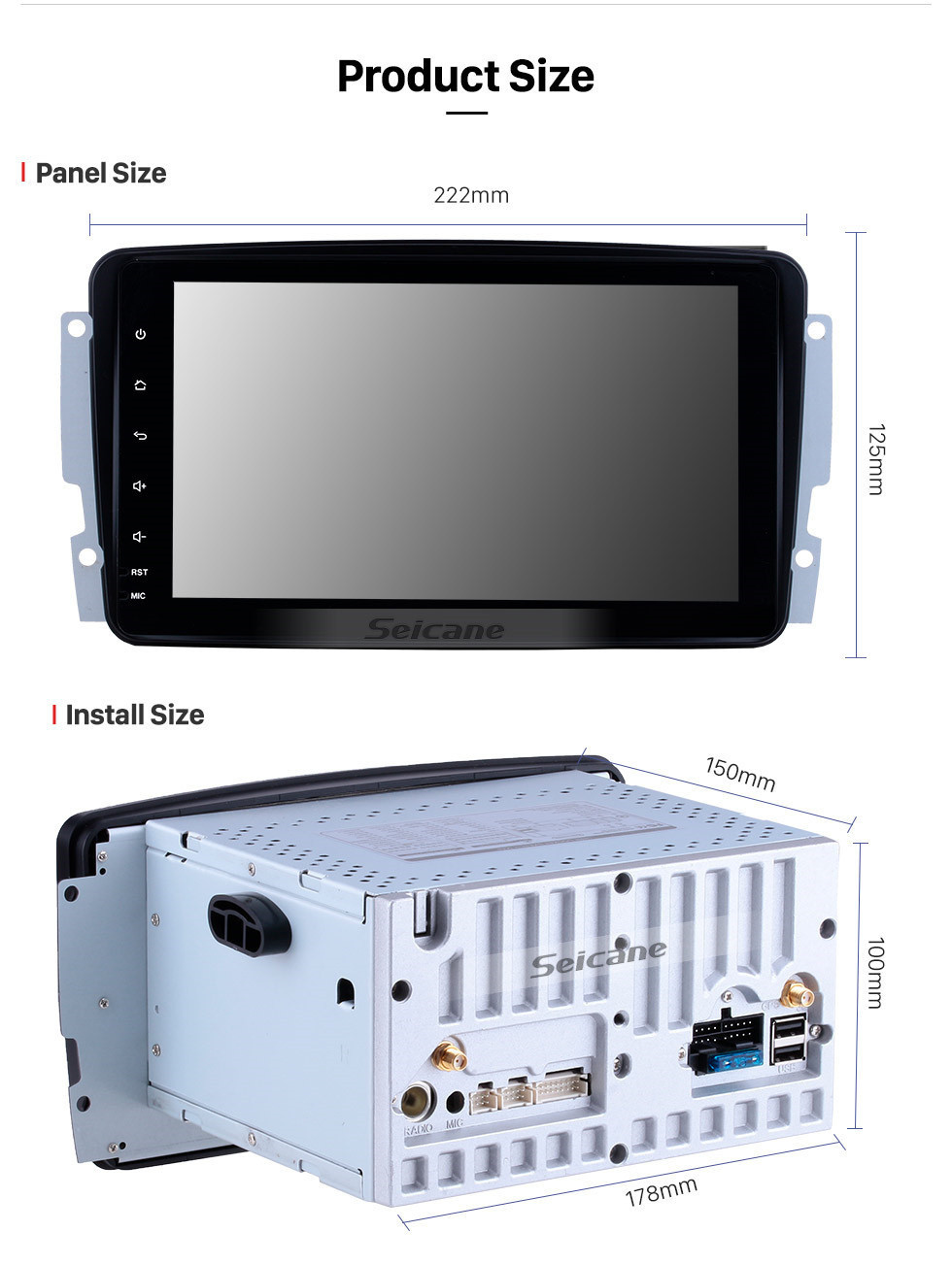 Seicane Tela de toque HD de 9 polegadas 1998-2004 Mercedes-Benz CLK classe W209 CLK200 CLK230 CLK320 CLK430 CLK55 Android 11.0 Navegação GPS Bluetooth Rádio USB WIFI Estéreo Suporte TV digital DVR Câmera retrovisor 1080P Vídeo