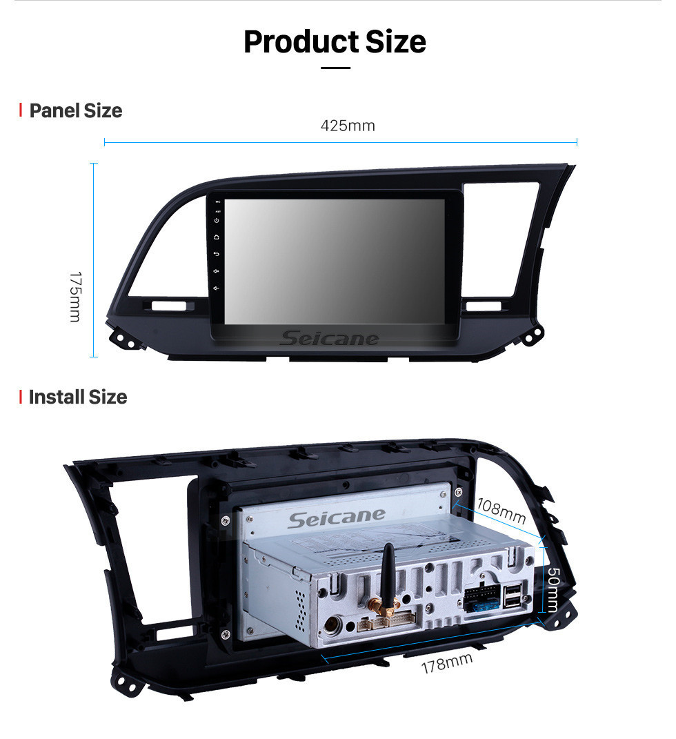 Seicane 9 pouces Android 11.0 Radio de navigation GPS pour 2015-2016 Hyundai Elantra RHD avec écran tactile HD Carplay AUX Bluetooth soutien 1080p