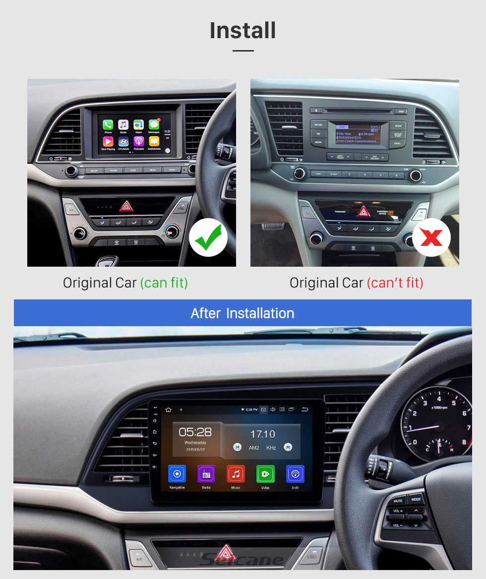 Seicane 9 inch Android 11.0 GPS Navigation Radio for 2015-2016 Hyundai Elantra RHD with HD Touchscreen Carplay AUX Bluetooth support 1080P