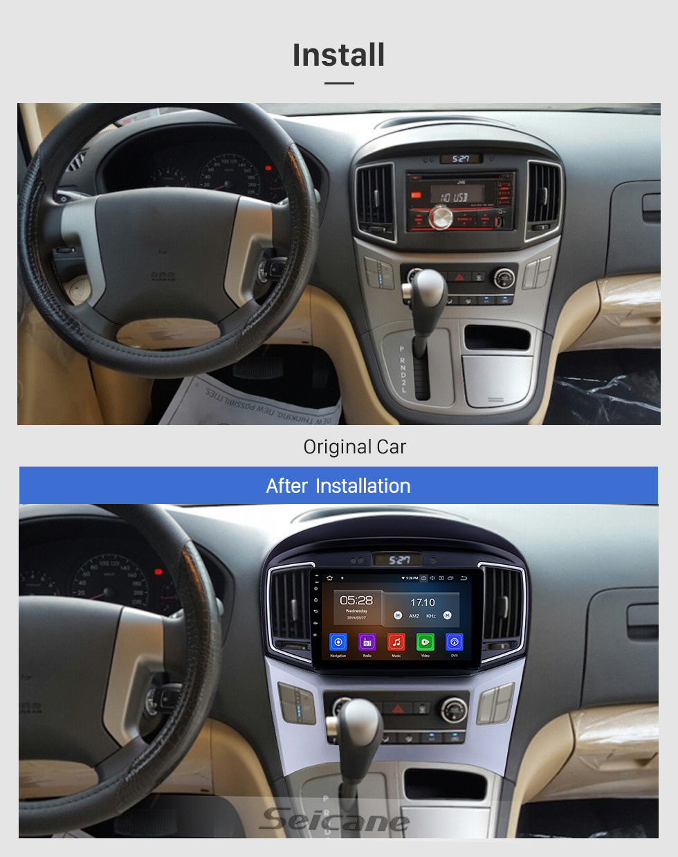 Seicane 9 pulgadas 2015 Hyundai Starex H1 Android 11.0 Navegación GPS Radio Bluetooth HD Pantalla táctil AUX USB Carplay ayuda Enlace espejo