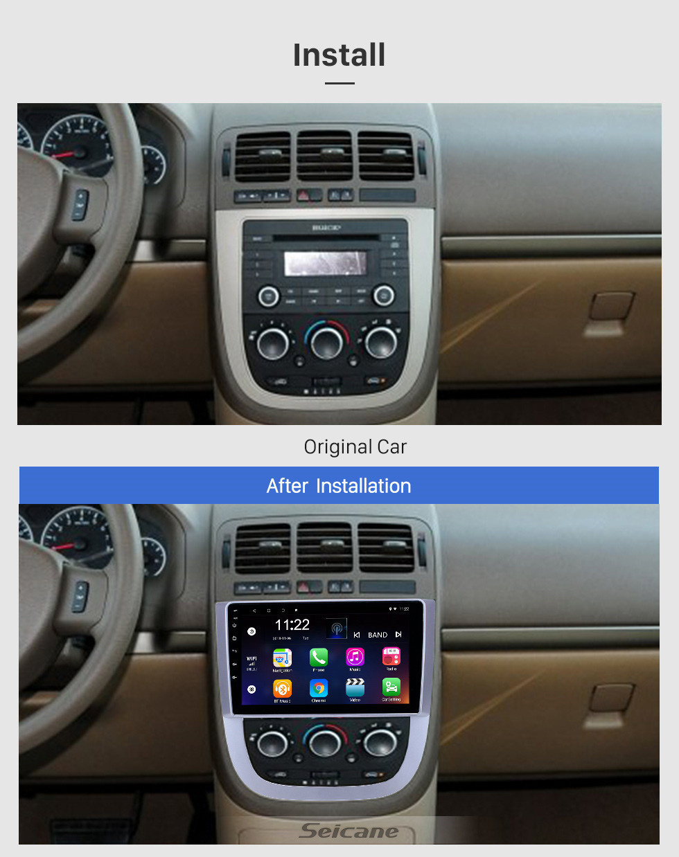 Seicane Android 11.0 Radio de navegación GPS de 9 pulgadas para 2005-2012 Buick FirstLand GL8 con pantalla táctil HD Carplay USB Bluetooth compatible DVR OBD2