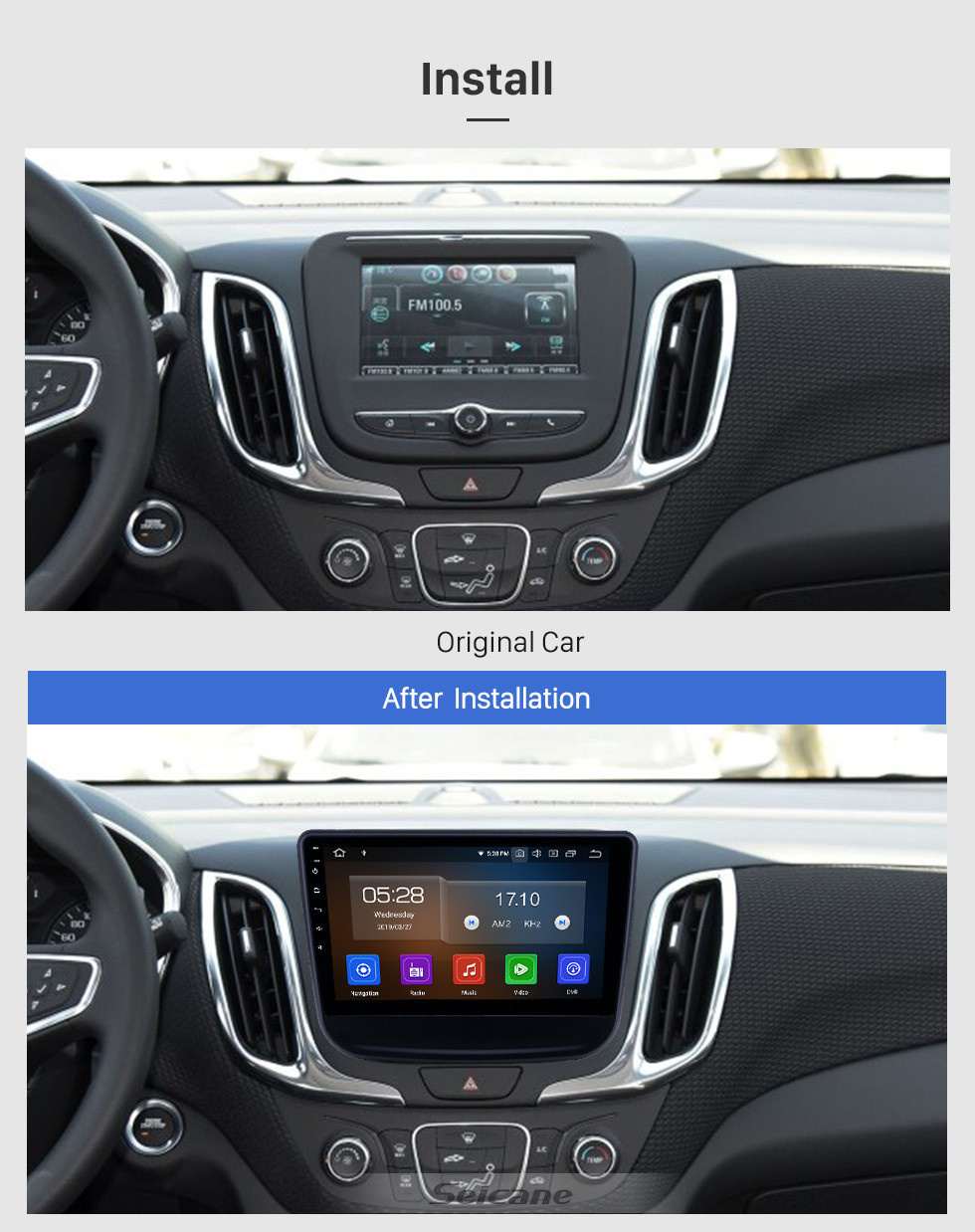 Seicane 10.1 pouces Android 11.0 Radio pour 2016-2018 chevy Chevrolet Equinox Bluetooth à écran tactile GPS Navigation Carplay support TPMS DAB +