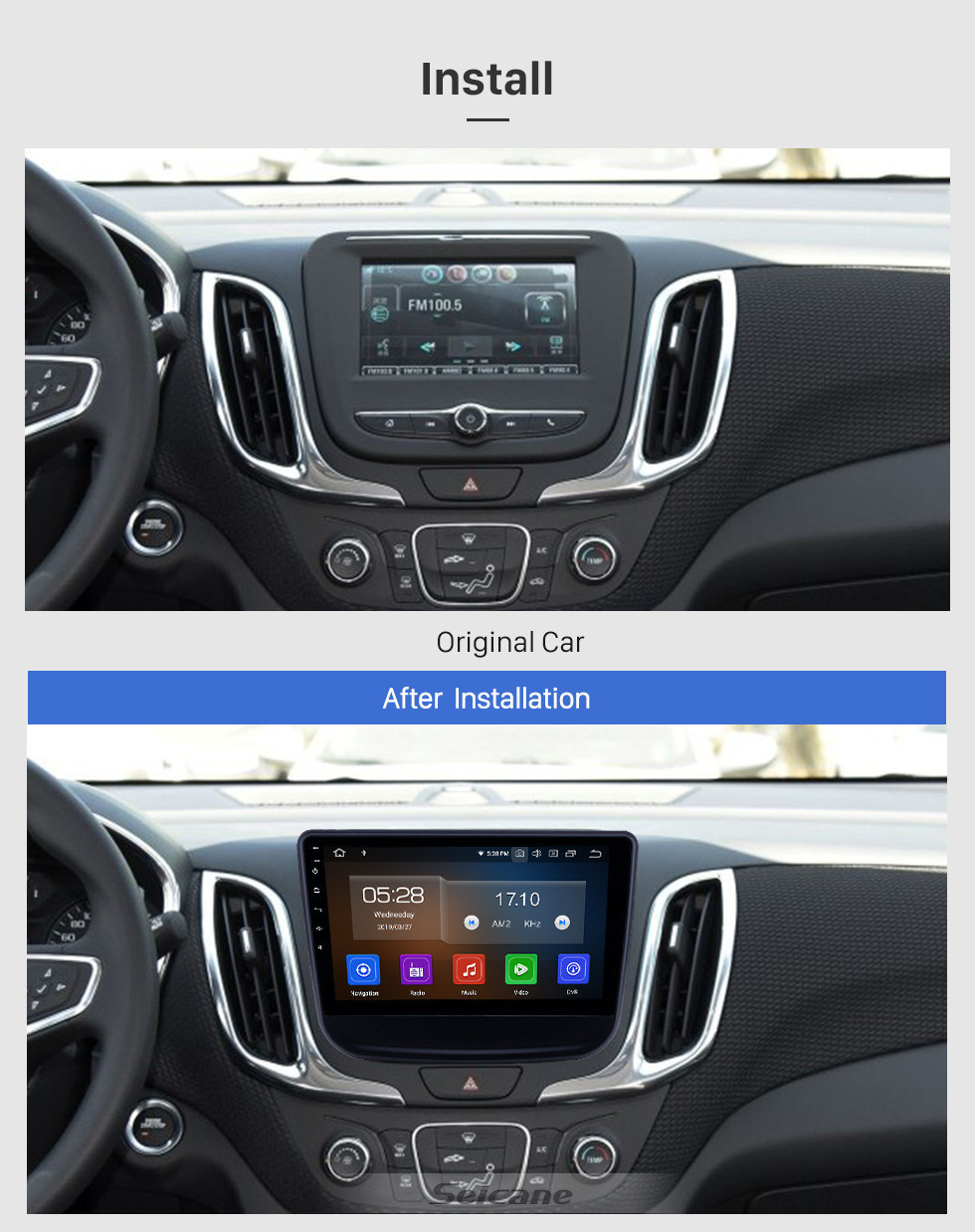 Seicane 10.1 polegada Android 11.0 Rádio para 2016-2018 chevy Chevrolet Equinox Bluetooth Touchscreen Navegação GPS Carplay suporte TPMS DAB +