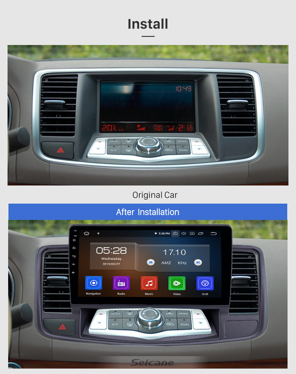 Seicane 10.1 pulgadas Android 11.0 Radio de navegación GPS para 2009-2013 Nissan Old Teana Bluetooth HD con pantalla táctil Soporte para cámara Carplay Copia de seguridad