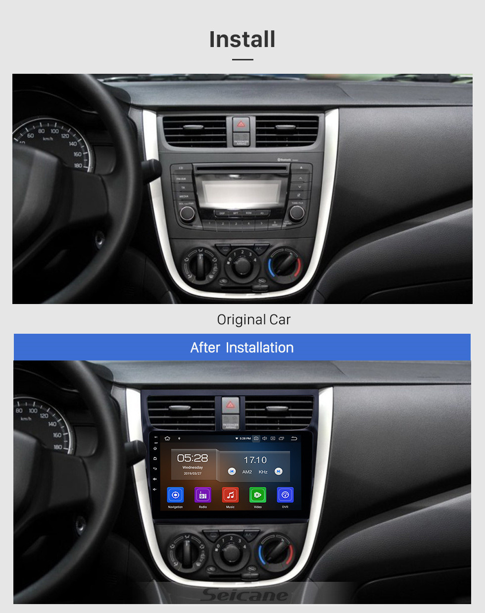 Seicane Radio de navegación GPS Android 11.0 de 9 pulgadas para Suzuki Celerio 2015-2018 con pantalla táctil de alta definición Carplay AUX Bluetooth compatible con TPMS