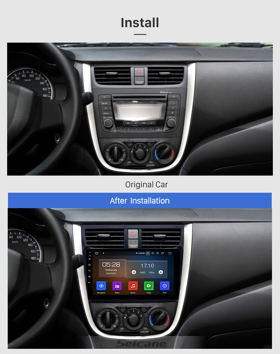 Seicane 9 polegada Android 11.0 Navegação GPS Rádio para 2015-2018 Suzuki Celerio com HD Touchscreen Carplay AUX Bluetooth suporte TPMS