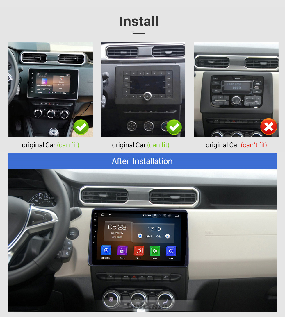 Seicane 10,1 pouces Android 11.0 Radio de navigation GPS pour 2018 Renault Duster Bluetooth HD Écran tactile AUX Prise en charge de Carplay Caméra de recul