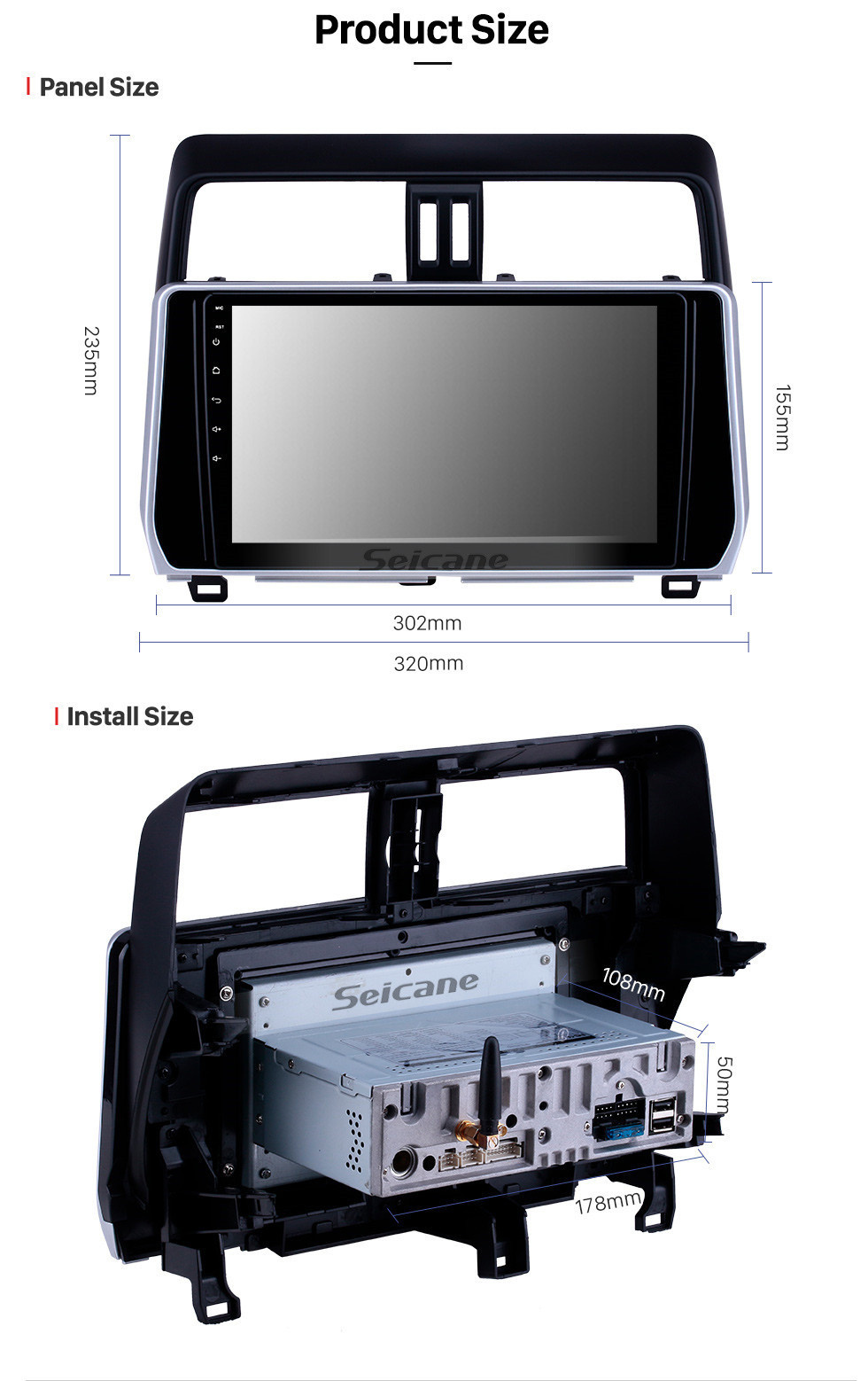 Seicane Radio de navegación GPS Android 11.0 de 10.1 pulgadas para 2018 Toyota Prado Bluetooth HD Pantalla táctil AUX Carplay compatible Cámara de respaldo