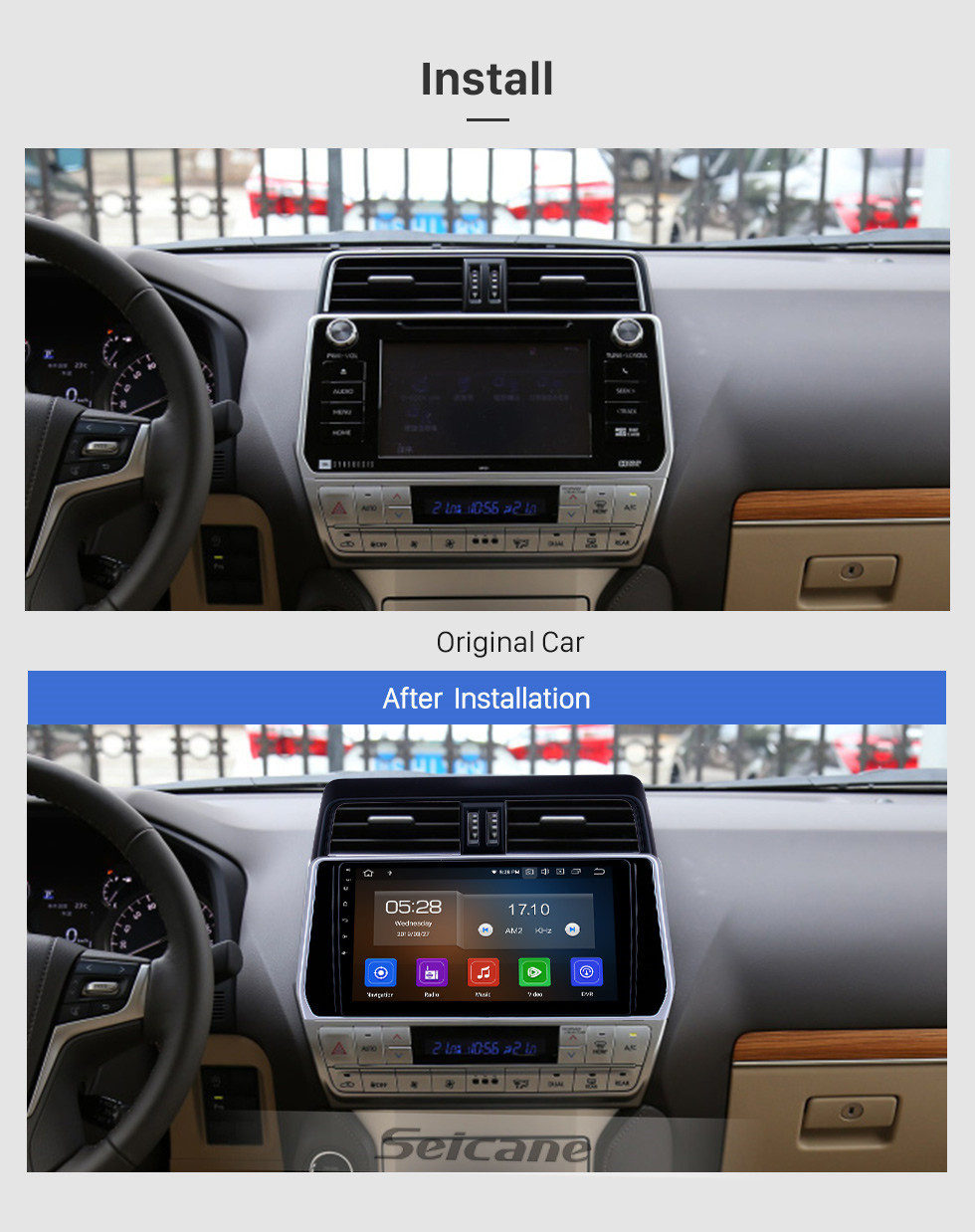 Seicane 10,1-дюймовый Android 11.0 GPS-навигация Радио для Toyota Prado Bluetooth HD с сенсорным экраном 2018 года Поддержка AUX Carplay Резервная камера