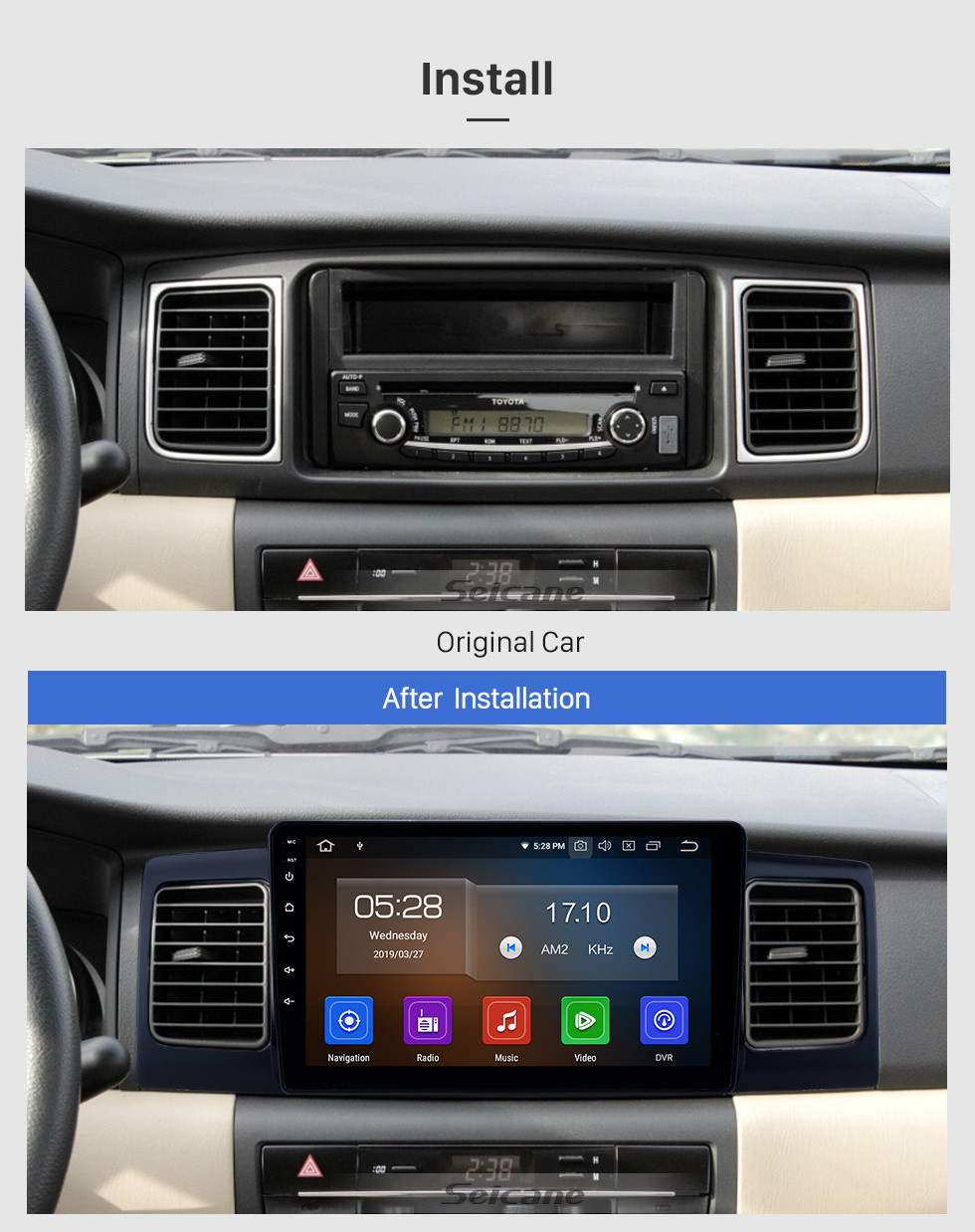 Seicane Radio de navegación GPS Android 11.0 de 9 pulgadas para 2013 Toyota Corolla / BYD F3 con pantalla táctil HD Carplay AUX Bluetooth soporte 1080P