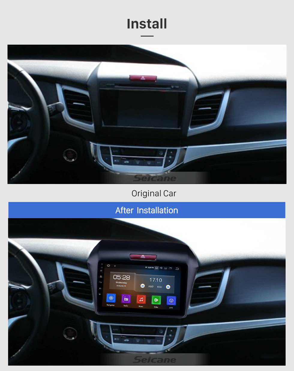 Seicane 9 polegada Android 11.0 Navegação GPS Rádio para 2013 Honda Jade com HD Touchscreen Carplay AUX WIFI Bluetooth suporte DVR OBD2 TPMS