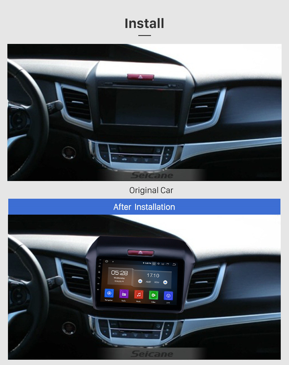 Seicane 9 pouces Android 11.0 Radio de navigation GPS pour 2013 Honda Jade avec écran tactile HD Carplay AUX WIFI support Bluetooth DVR OBD2 TPMS