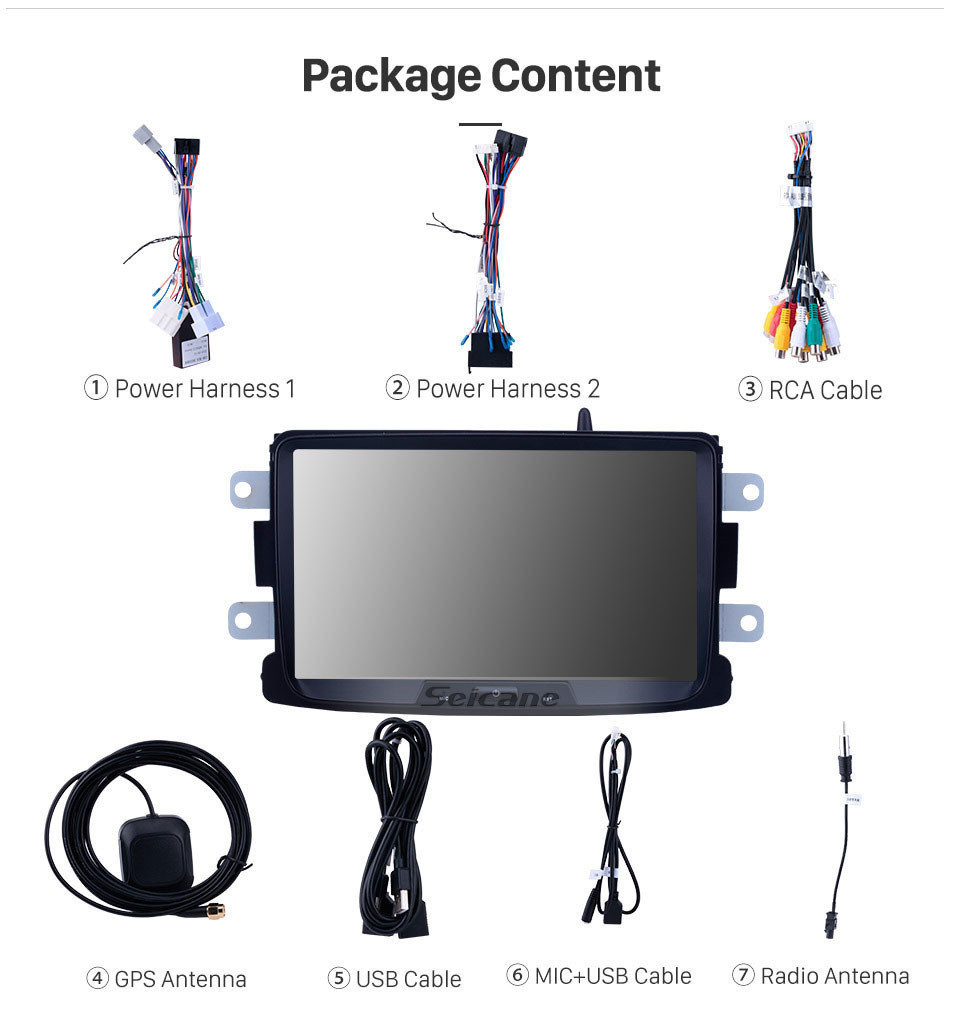 Seicane 8-Zoll-Android 11.0-Touchscreen-Radio Bluetooth GPS-Navigationssystem Für 2014 2015 2016 RENAULT Deckless Duster-Unterstützung TPMS DVR OBD II USB SD 3G WiFi Rückfahrkamera Lenkradsteuerung HD 1080P Video AUX