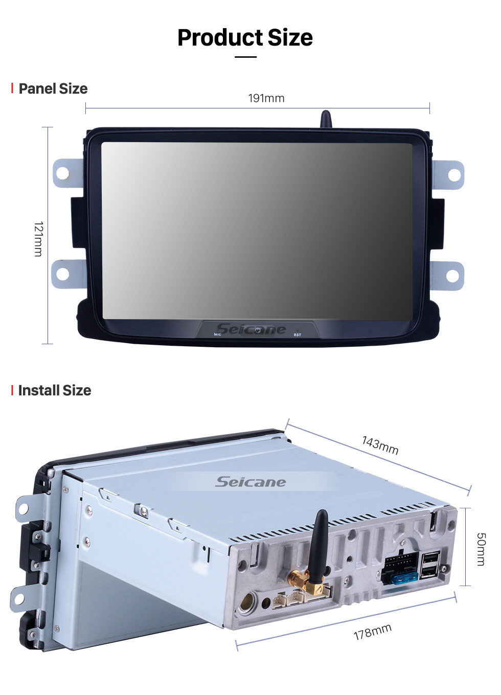 Seicane 8-Zoll-Android 11.0-Touchscreen-Radio Bluetooth GPS-Navigationssystem Für 2014 2015 2016 RENAULT Deckless Duster-Unterstützung TPMS DVR OBD II USB SD 3G WiFi Rückfahrkamera Lenkradsteuerung HD 1080P Video AUX