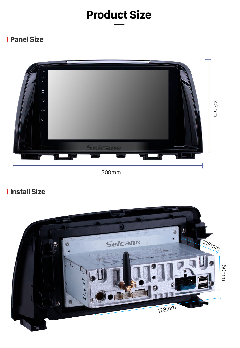 Seicane HD Écran tactile 2014-2016 Mazda Atenza Android 11.0 9 pouces GPS Navigation Radio Bluetooth USB WIFI Soutien Carplay DAB + TPMS OBD2