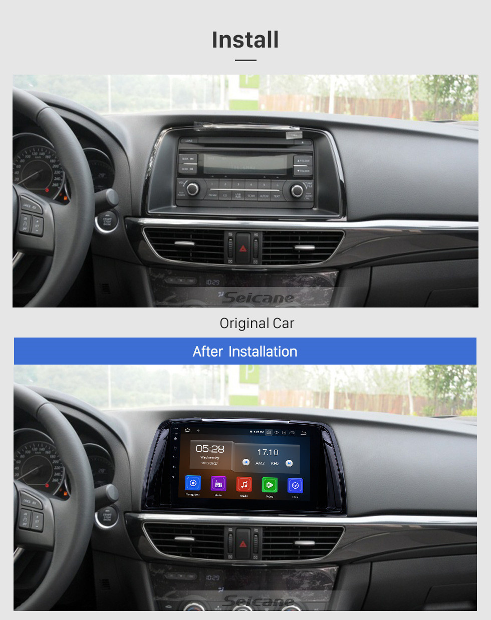 Seicane HD Touchscreen 2014-2016 Mazda Atenza Android 11.0 9 Zoll GPS Navigationsradio Bluetooth USB WIFI Carplay Unterstützung DAB + TPMS OBD2