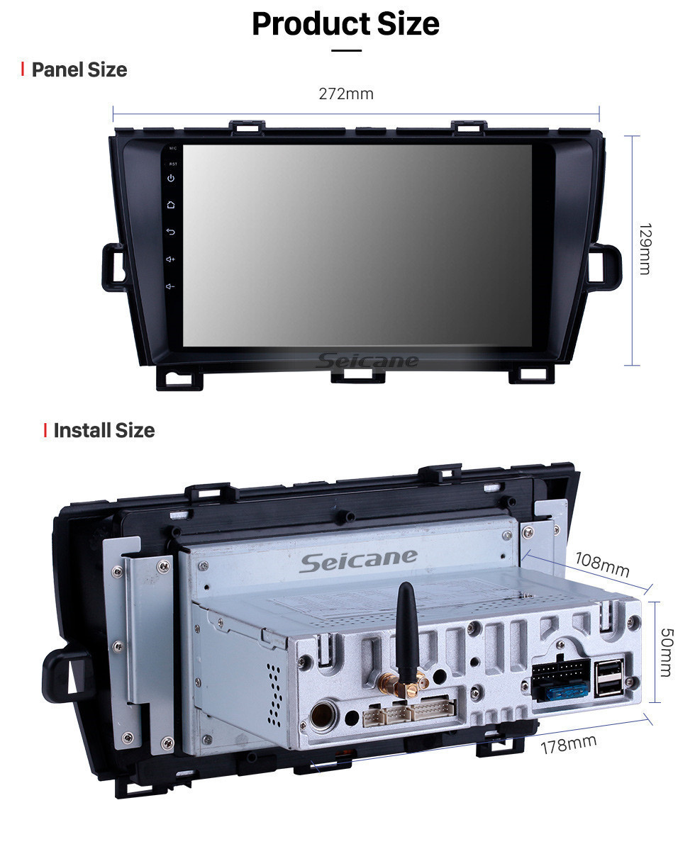 Seicane 11.0 9-дюймовый GPS-навигатор для Android 2009-2013 Toyota Prius RHD с сенсорным экраном HD Carplay Поддержка Bluetooth Цифровое ТВ