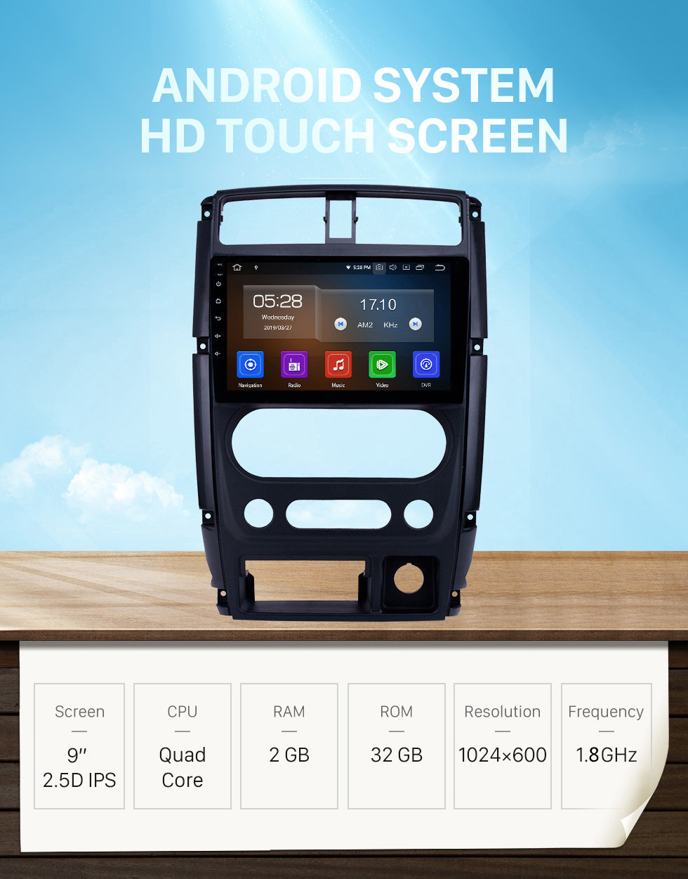 Seicane HD-Touchscreen 2007-2012 Suzuki JIMNY Android 12.0 Radio GPS Autoradio Bluetooth Musik MP3 TV-Tuner AUX Lenkradsteuerung USB-Unterstützung Rückfahrkamera CD DVD-Player