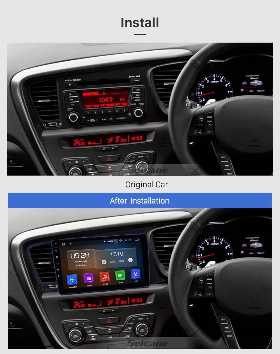 Seicane OEM 9 pulgadas Android 11.0 Radio para 2011-2014 Kia K5 RHD Bluetooth HD Pantalla táctil Navegación GPS Soporte de Carplay Cámara trasera
