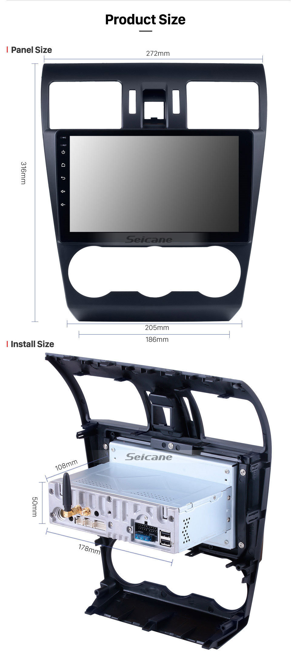 Seicane Android 11.0 9 pulgadas 2014 2015 2016 Subaru Forester HD Pantalla táctil Navegación GPS Radio con Bluetooth USB Música Carplay WIFI soporte Mirror Link OBD2 DVR DAB +