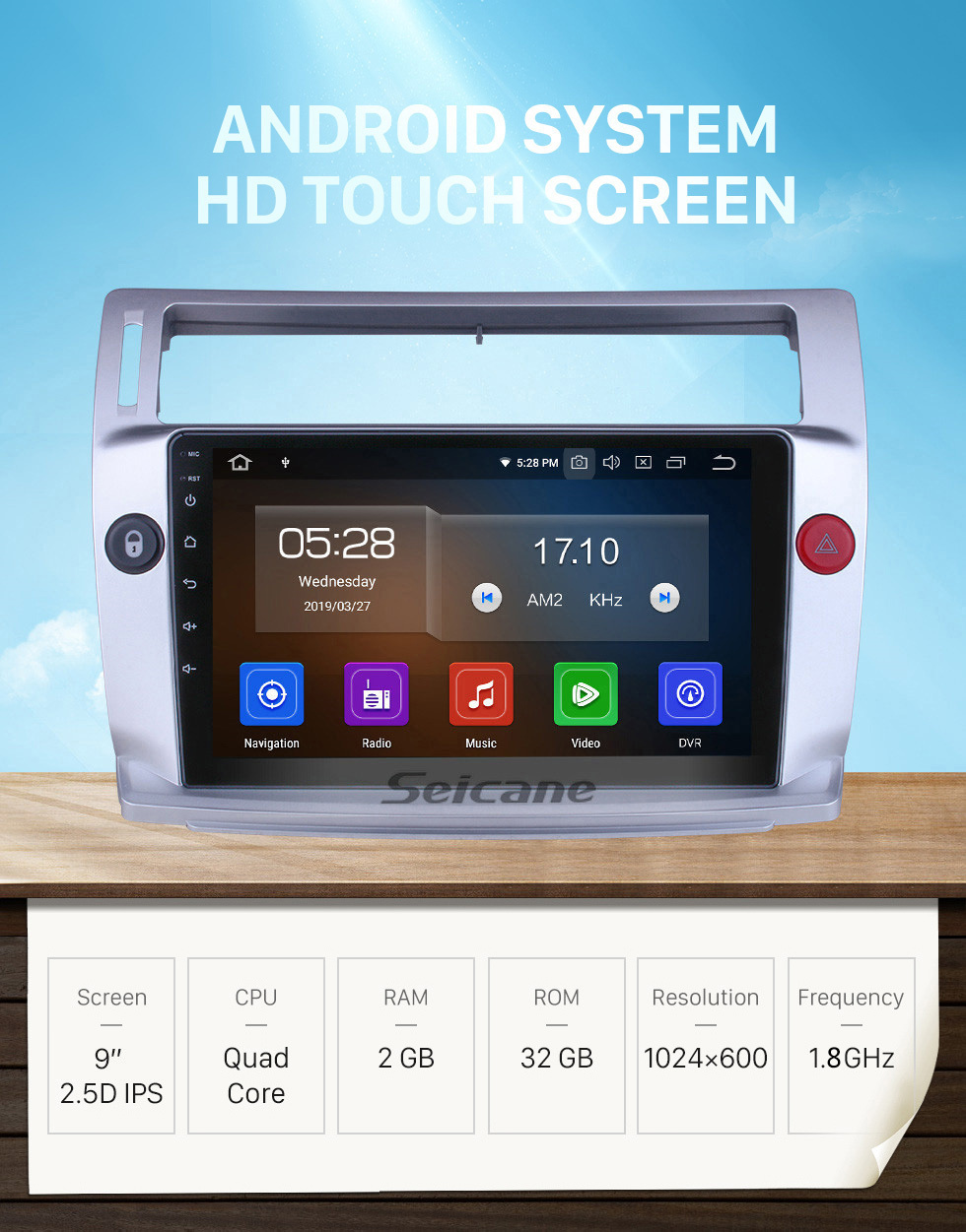 Seicane 9 polegadas Para 2009 Citroen Old C-Quatre Radio Android 11.0 Sistema de Navegação GPS Bluetooth HD Touchscreen Suporte para TV Digital TV